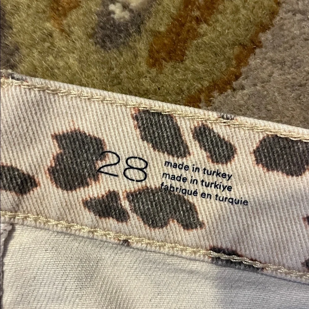 Pilcro Wide Leg Pants in Cream with Brown and Black Cow Print - Picture 4 of 5